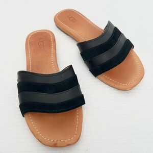 UGG Ximena Slide Sandal – Black Ombré Suede Leather Slip-On, 7 | Resort Beach